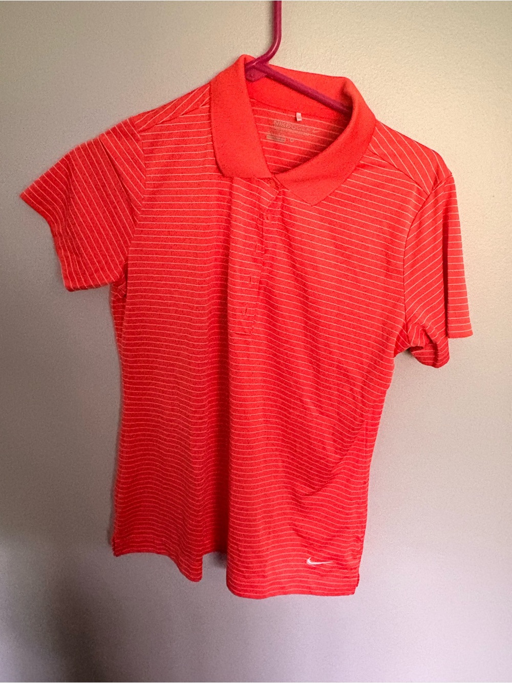 Nike Women’s Coral Red Striped Polo Jersey